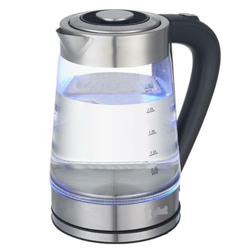 Стеклянный Электрический чайник 110 В 1500 Вт л с эргономичной ручкой, прозрачный бойлер для горячей воды с синей светодиодсветильник кой