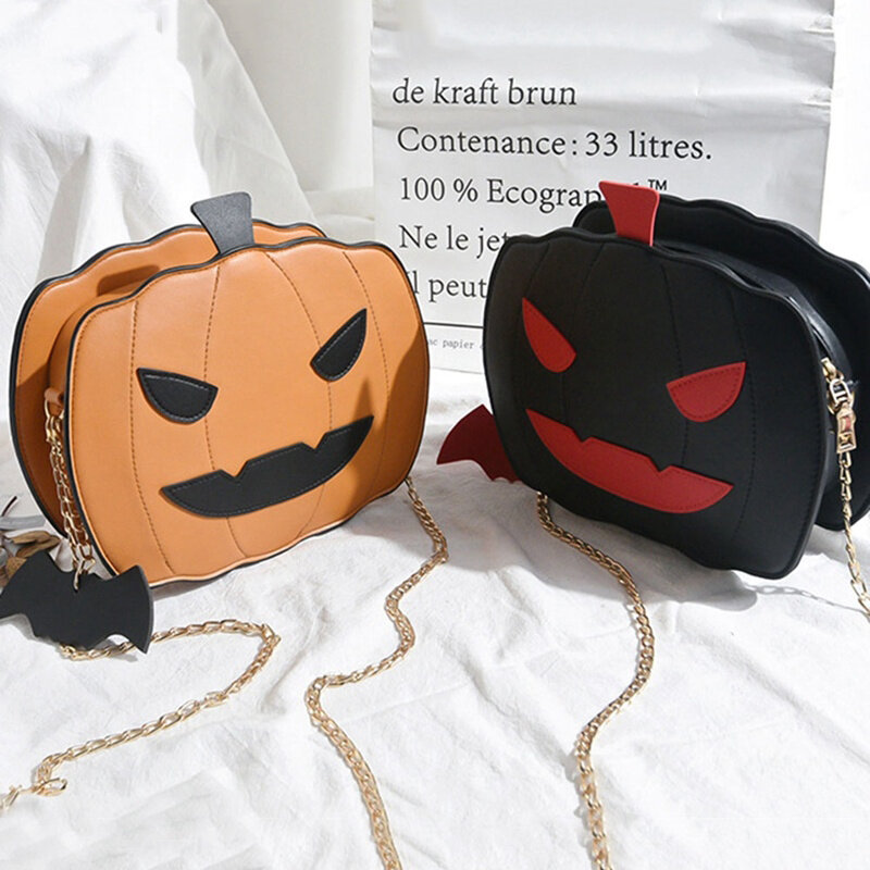 Bolso de mano con forma de calabaza para niñas, bandolera de hombro con diseño de calabaza, estilo Casual, para Halloween