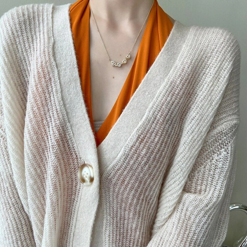 Nowy 2022 damski Top sweter moherowy leniwy płaszcz jeden przycisk ochrony przeciwsłonecznej cienkie dzianiny odzież wierzchnia damska koreański moda Y2k bluzka