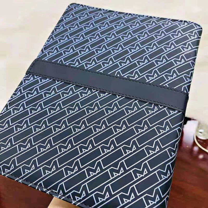 PPS-Cuaderno de lujo con patrón clásico MB, cubierta de cuero y papel de calidad, Monte Chapters, diseño único de hojas sueltas con hoja en el interior