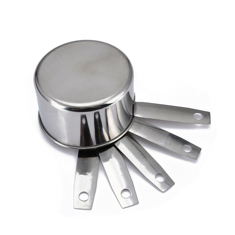 5 pçs/pçs/set gadgets de cozinha aço inoxidável prático copos medição colheres não tóxicas prata portátil cozimento ferramenta durável