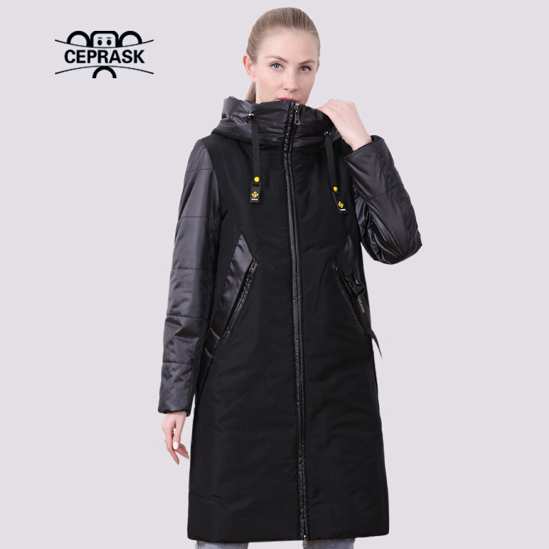 D`OCERO Новая куртка женская Повседневное модное европейское стеганые пальто женское осенняя X-Long Парка больших размеров с капюшоном Теплая тонкая верхняя одежда женская