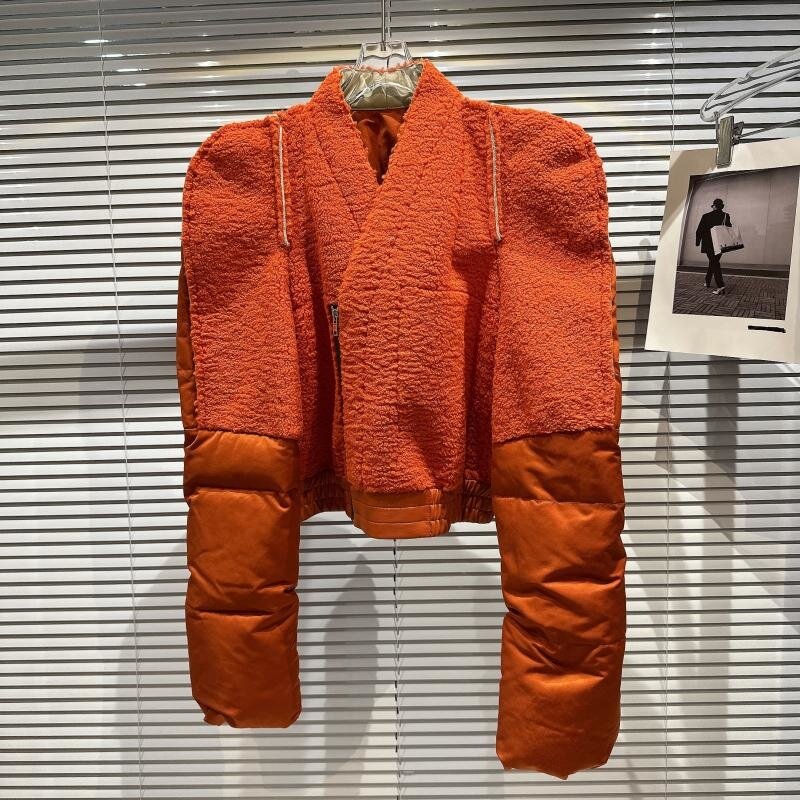 Borvemays casaco de algodão feminino 2023 inverno novo decote em v manga longa cor sólida espessamento solto moda tendência jaqueta wx241