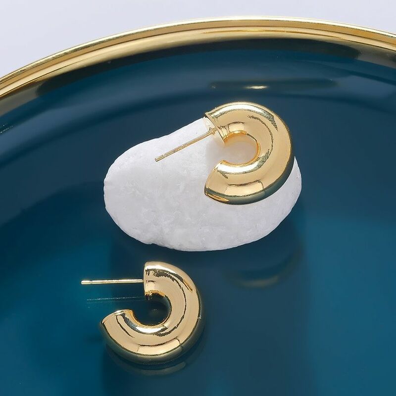 2022 جديد هوب أقراط للنساء تكويم C شكل الذهب اللون دائرة كبيرة فاسق الهيب هوب القرط مجوهرات الأزياء