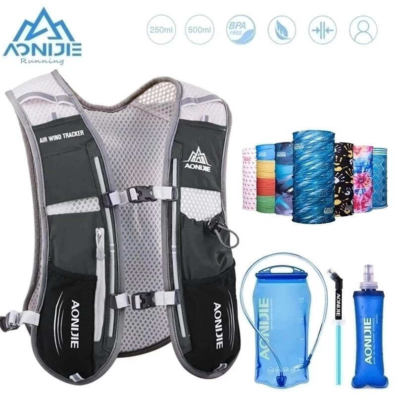 AONIJIE Ransel Hidrasi Tas Ransel Rompi Harness dengan 1, 5L Air Kandung Kemih 500Ml Soft Flask Hiking Camping Lari Maraton