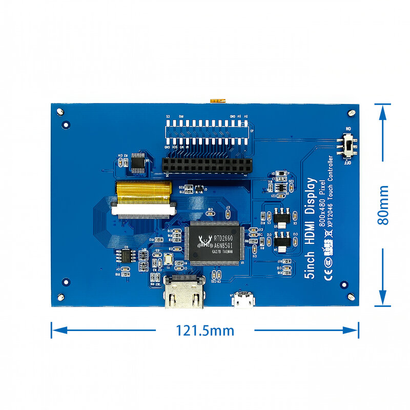 شاشة LCD مقاومة تعمل باللمس درع وحدة ، بي TFT ، 5.0 في ، واجهة HDMI ، التوت Pi 3 A + ، B + ، 2B ، 5 in