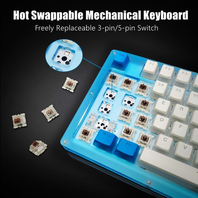 Womier K98 Mechanical Keyboard Wired Hotswap 96% Layout 98 Key RGB Backlit Gaming Keyboard Pudding Keycaps Gateron Switch for PC