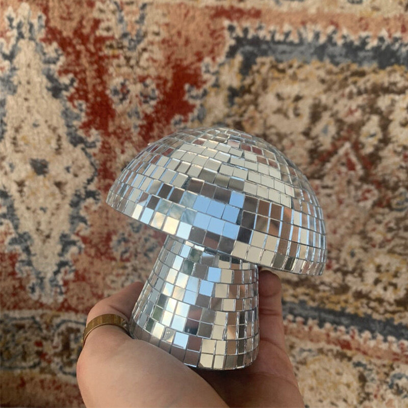Стеклянная пластина, фигурка диско-мяча в виде грибов, Хрустальный зеркальный светоотражающий шар, украшение для дома и сада на открытом во...