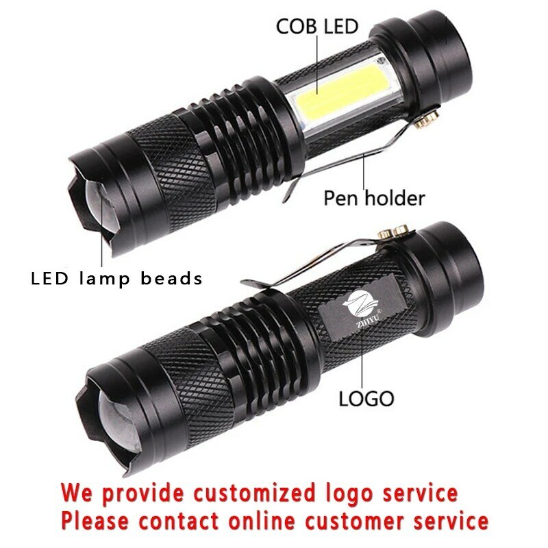 Mini torcia a LED ricaricabile con XPE + COB Light Beads torcia zoomabile IPX4 impermeabile utilizzata per avventura campeggio piccola torcia