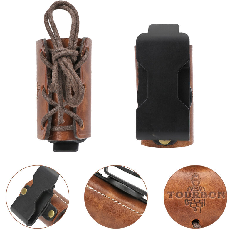 Tourbon-soporte de linterna eléctrica táctica ajustable de cuero, bolsa de linterna ligera, herramientas, Clip-on, rotación de 180 grados