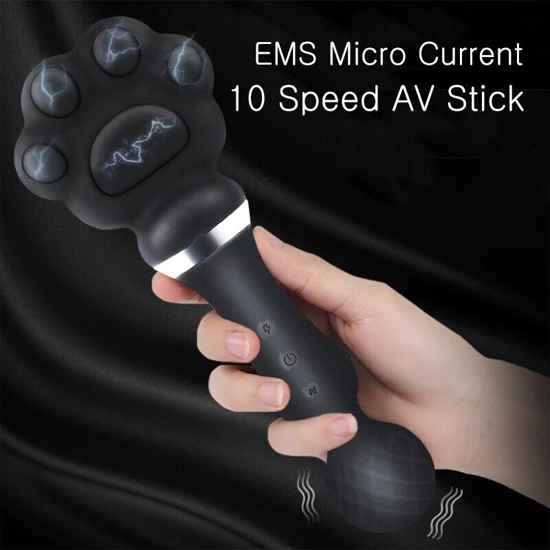 Vibrador de palo AV de 10 velocidades para mujer, Juguetes Sexuales de microcorriente EMS, consoladores Sexuales, Vibrador femenino