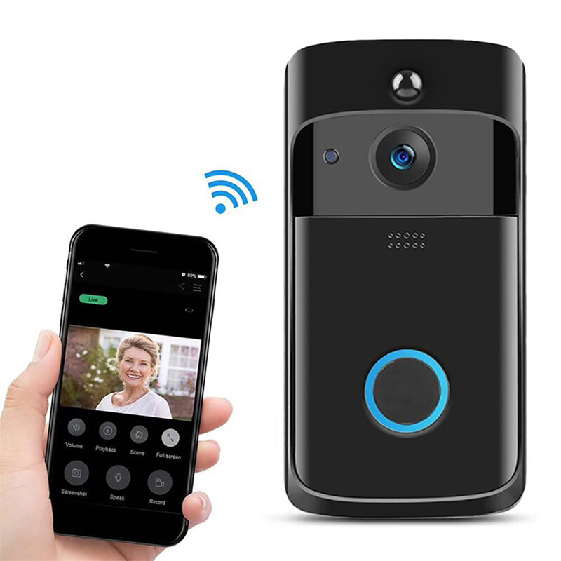 Wifi Wireless Doorbell Home Security Camera Alert Bell V5 Smart Camera 720p Video Intercom Doorbell Cloud Storage For Aiwit App