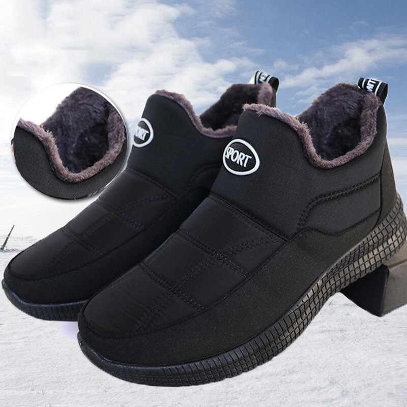 Botas de nieve a la moda para Mujer, zapatos impermeables con cremallera, suaves e informales, para invierno