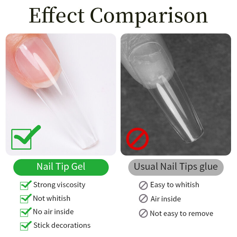 BOZLIN 15ML Nail Tip Glue Gel/ Polish Viscose/Diamond Gel/Mold Modeling Transparent UV LED Function Gel UV Lamp Nail Extension