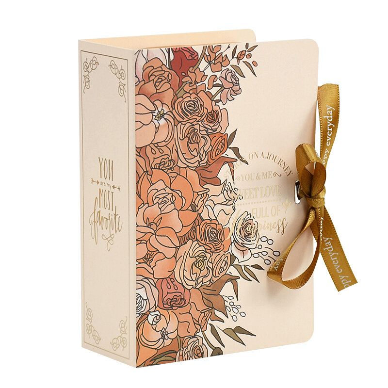 5 pezzi forma di libro creativo confezione regalo di nozze caramelle per alimenti scatole per pacchetti di cioccolato festa di compleanno bomboniera decorazione con nastro