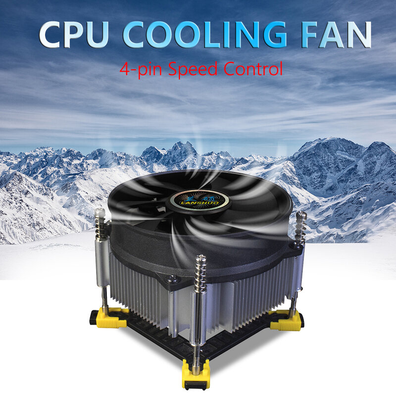 4 pinos pc cpu cooler radiador dissipador de calor redução ruído núcleo cobre 90mm ventilador refrigeração para intel lga 1356 1366
