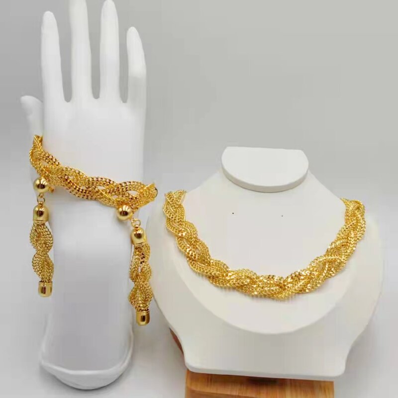 Ensemble de bijoux en plaqué argent pour femmes, collier avec pendentif, mode nigériane, robe de mariée en cristal africain, dubaï