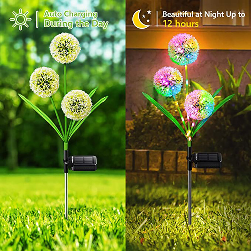 Lampes de jardin solaires à LED multicolores, décoration étanche extérieure, fleurs de pissenlit, IP65, jardin, pelouse, cour, mariage