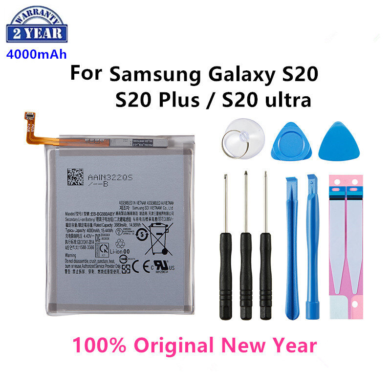 Bateria de substituição para Samsung Galaxy S20 Ultra, EB-BG988ABY, EB-BG980ABY, EB-BG985ABY, S20 Plus, S20 Ultra, 100% Original