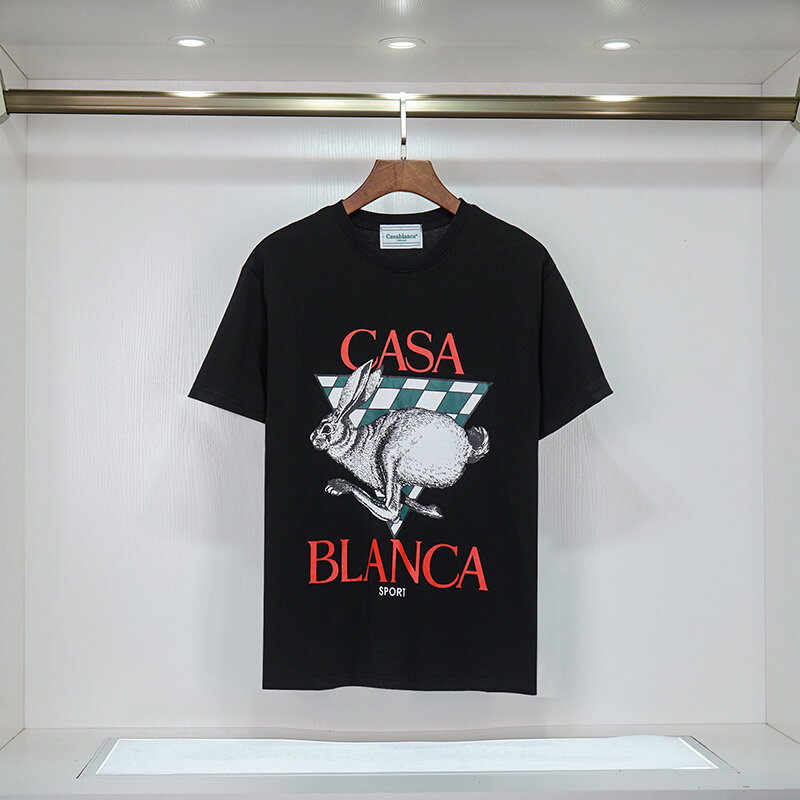 100% Katoen Casablanca 2023 Vroege Lente Nieuwe Konijn Gedrukte T-shirt Hoge Kwaliteit Mannen Vrouwen Oversized T Shirt