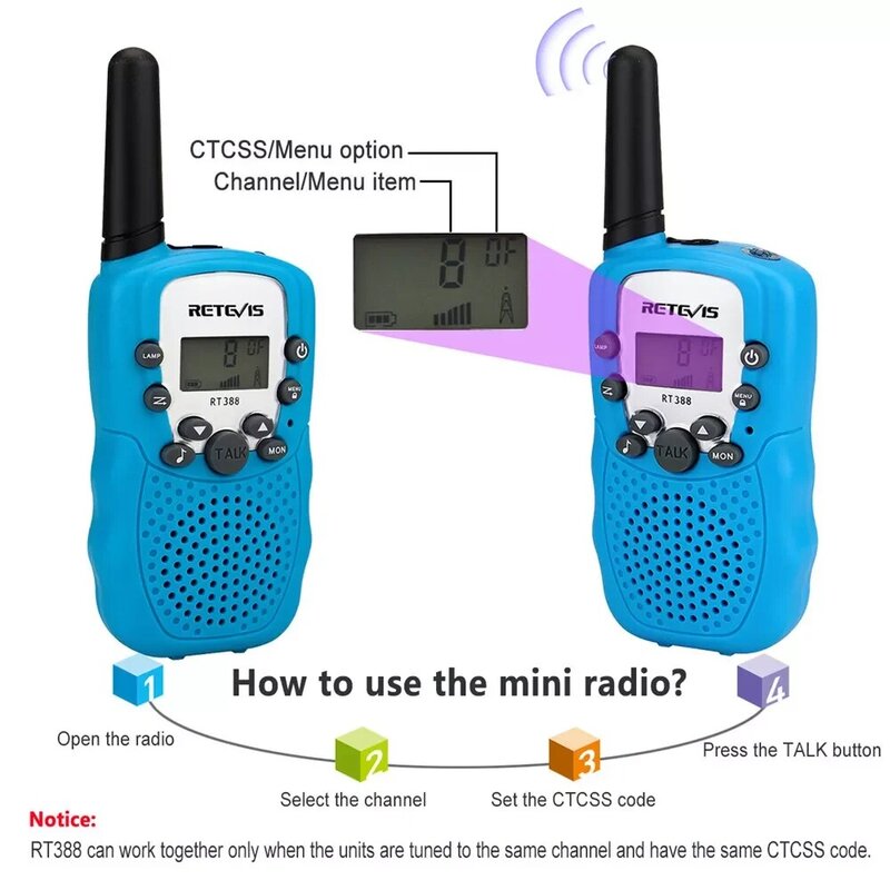 RETEVIS – walkie-talkie RT388 pour enfants, 2 pièces, récepteur Radio, cadeau d'anniversaire pour enfants, jouets pour garçons Gi
