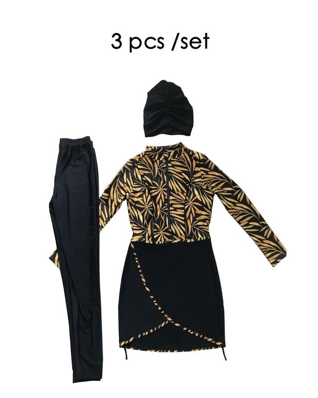 буркини мусульманский купальник женский хиджаб мусулманский женские 3 шт. мусульманские скромные купальники для женщин с полным покрытием, мусульманские с длинным рукавом, бикини, тюрбан maillots de порядок musulmans