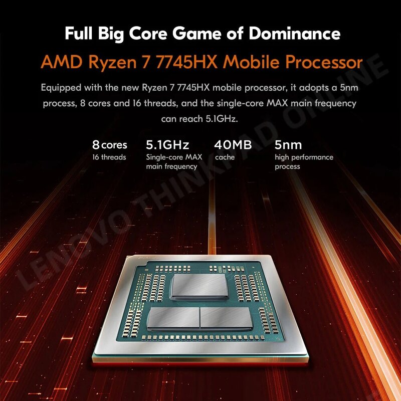 แล็ปท็อปเกม Lenovo Legion R9000P สำหรับเล่นเกม AMD Ryzen 7 7745HX RTX4060 16G/32G RAM 1T/2T SSD 16นิ้ว2.5K 240Hz 2023 eSports