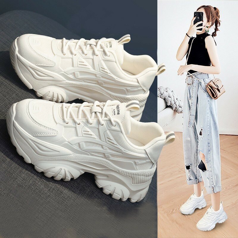 2023 novas sapatilhas femininas branco moda grossa sola casual senhoras sapatos vulcanizados plataforma esporte rasos sneaker mulher