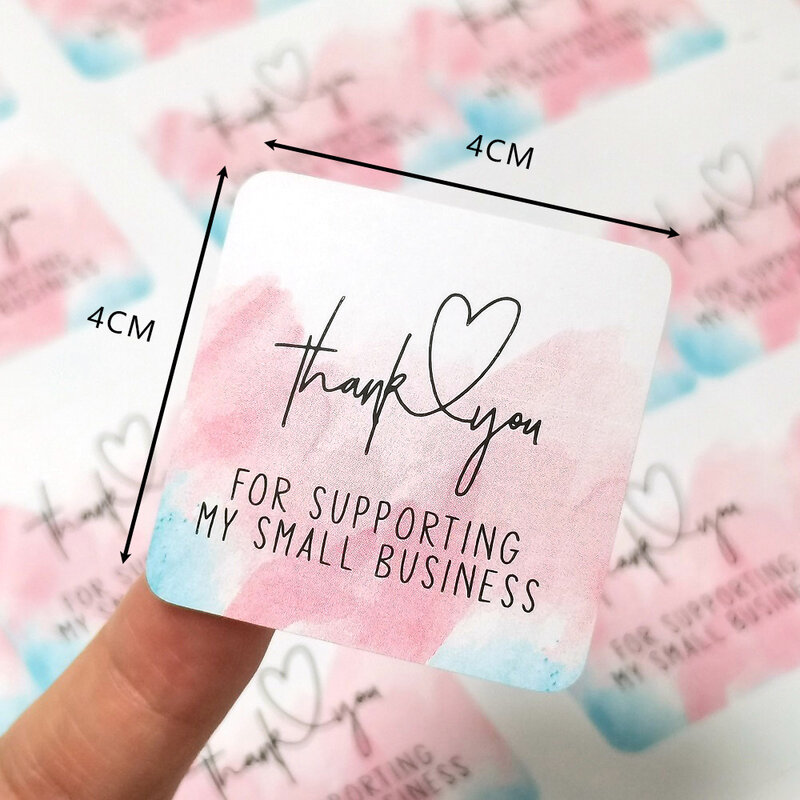 Watercolor Thank You Sticker Thanks Gorgeous for Supporting Business Sealing Labels 48-100pcs Square Gift Package Decor Stickers