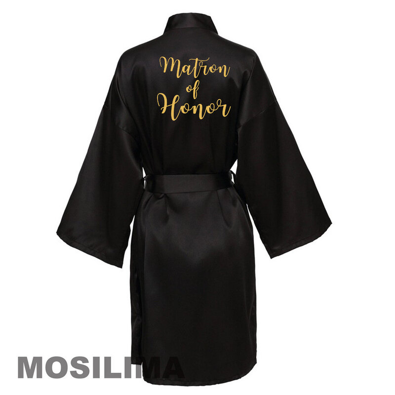 Robe de mariée en Satin pour demoiselle d'honneur, Kimono, chemise de nuit décontractée, courte, Sexy, vêtements de nuit SP603