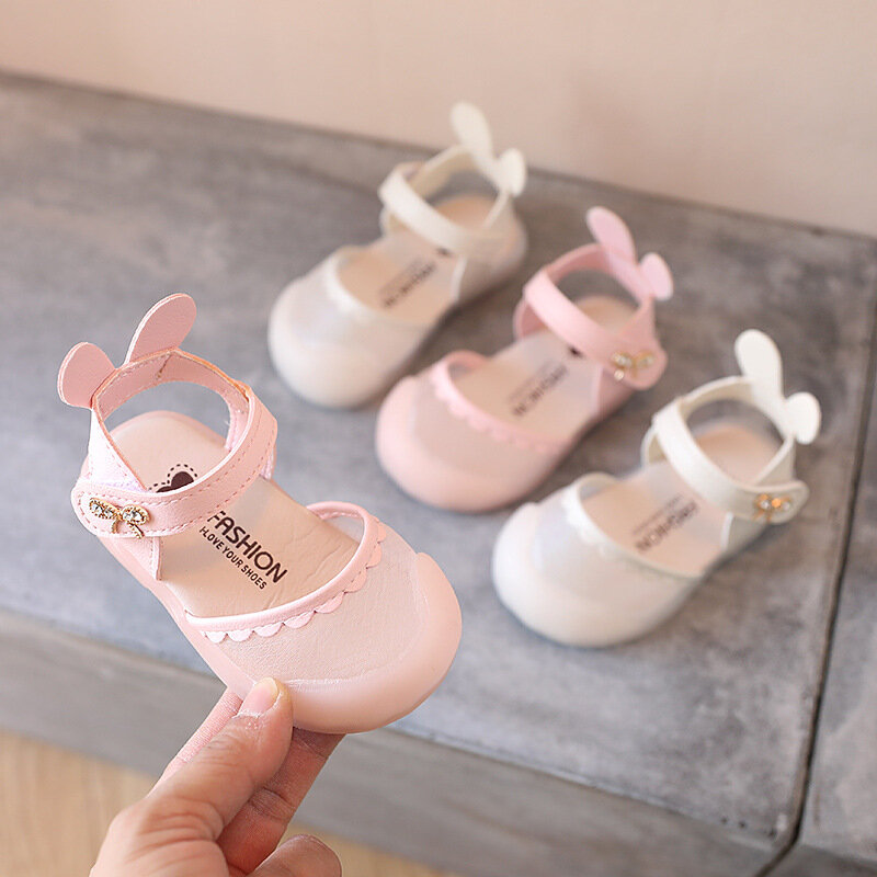Sandalias de suela suave para niñas pequeñas, zapatos de princesa transpirables, para primeros pasos, de 0 a 1 años, SXJ063