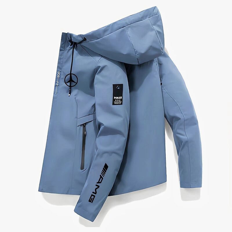 2023 Spring and Autumn Men's Outerwear Hooded Casual Sportswear Fashion Brand Work Wear Thin Jacket Racing Wear