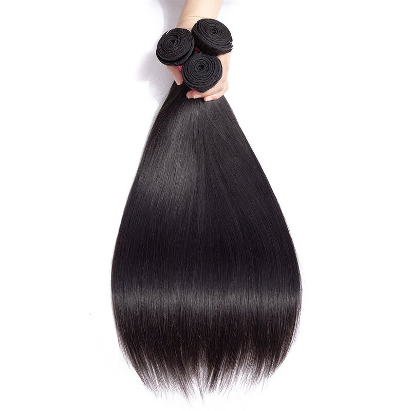 O cabelo brasileiro cru empacota o cabelo humano da extensão do cabelo reto para a cor natural das mulheres negras 3/4 empacota o cabelo remy 10-32 polegadas