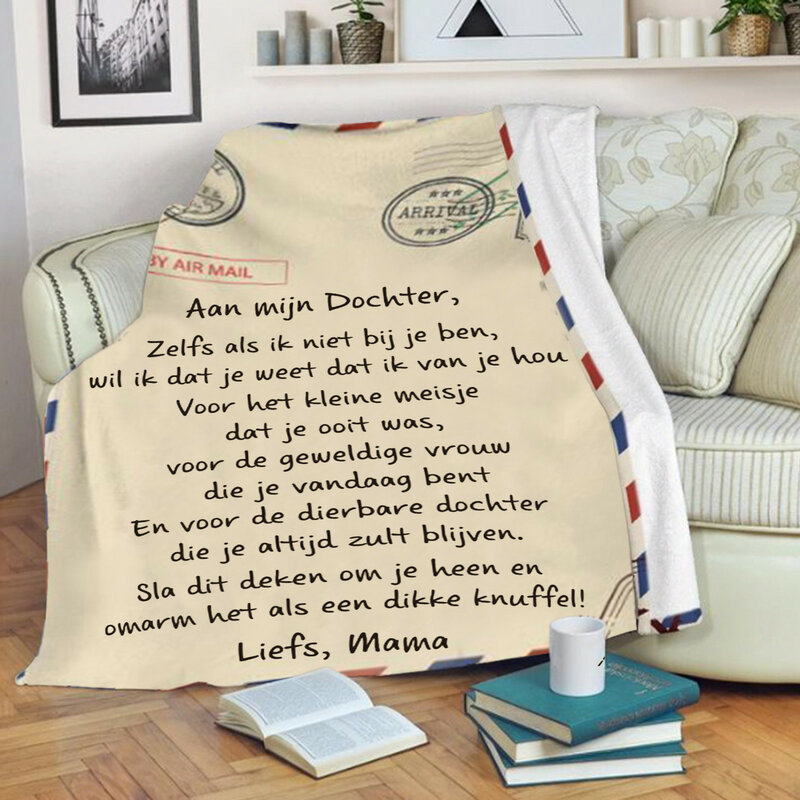 Fleece Blanket To My Daughter/Son Deken Dutch Message Letter Flannel Blanket Gift For Kids koc 120X150/130X150/150X200/150X220CM
