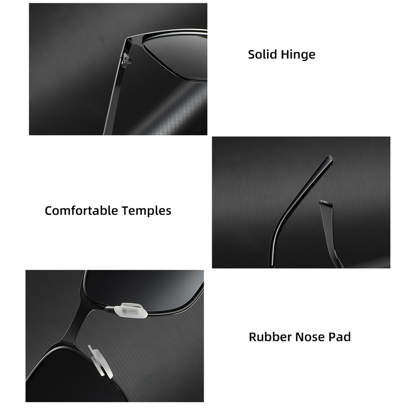 Vivibee Klassieke Rechthoek Gepolariseerde Zonnebril Mannen Matte Black UV400 Mode Vierkante Zonnebril Lente Scharnier Driving Shades