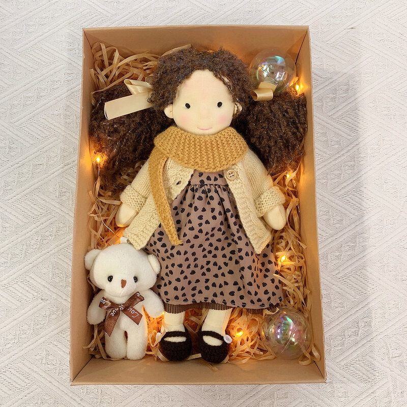 Muñeca de peluche hecha a mano para niñas, juguete de 12 pulgadas inspirado en Waldorf, muñeca bonita para niñas (Elisa)