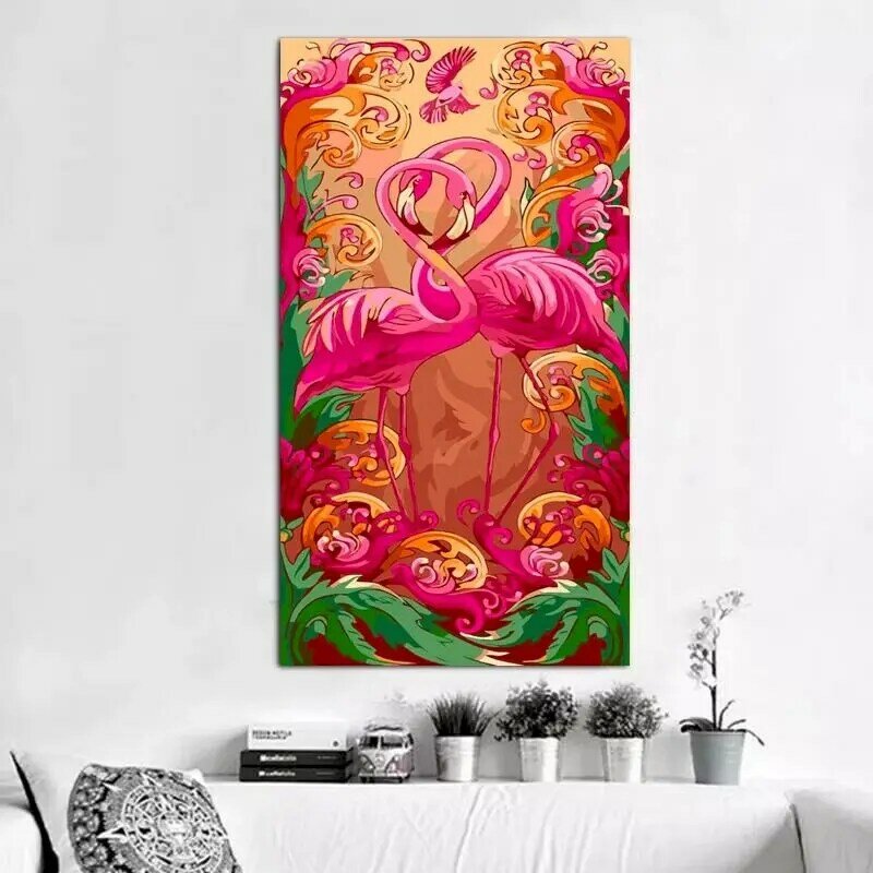 GATYZTORY Framed DIY Painting By Numbers For Adults lamingos Wall Art Canvas By Numbers Large Size For Living Room Arts