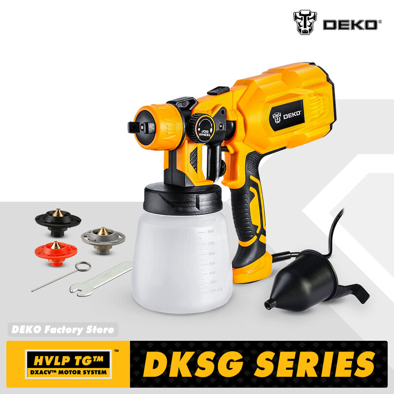 DEKO DKSG55K1 220V ไฟฟ้าสเปรย์ปืน 3 หัวฉีด Easy พ่นและทำความสะอาดที่สมบูรณ์แบบไฟฟ้าแรงดันสูง air แปรง