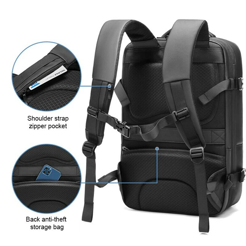 Grande capacidade de viagem usb mochila expansível computador de negócios mochila mochila escolar pacote à prova dwaterproof água para o sexo masculino feminino