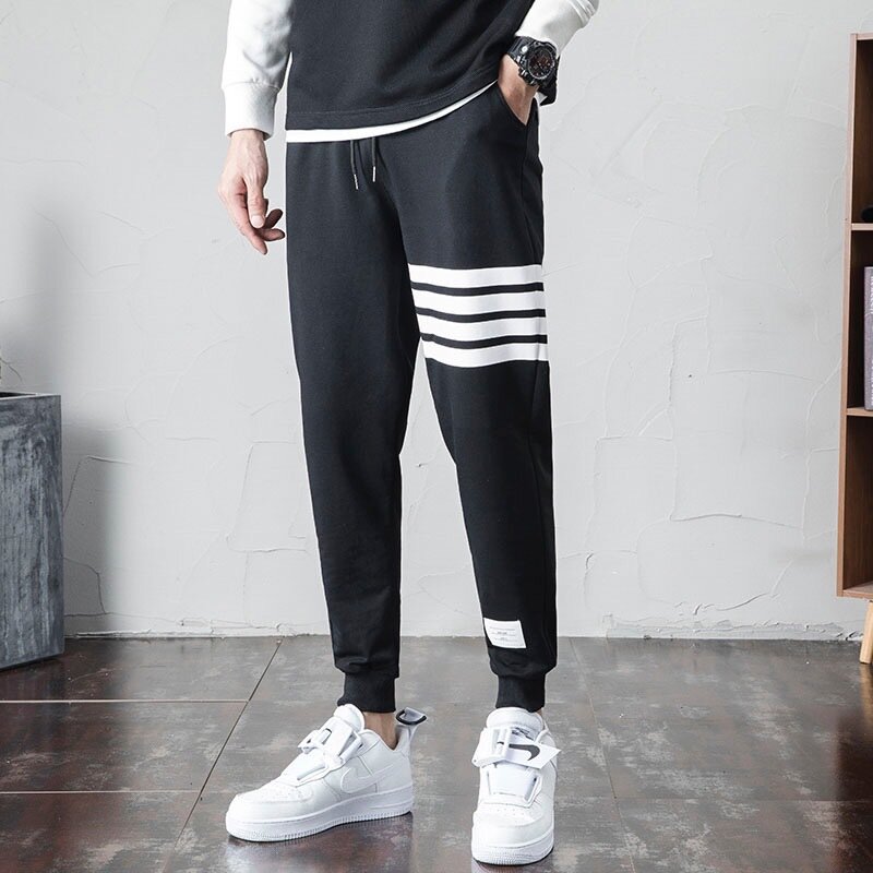 Men's Pants TB Sweatpants Men Spring and Summer Cotton Four-bar Sports Casual Wear Brand Loose-fitting Tether Long Male Clothing