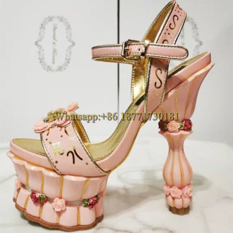 Sandalias de plataforma con forma de maceta para mujer, zapatos de tacón alto con punta redonda y Punta abierta, para boda y verano, 2022