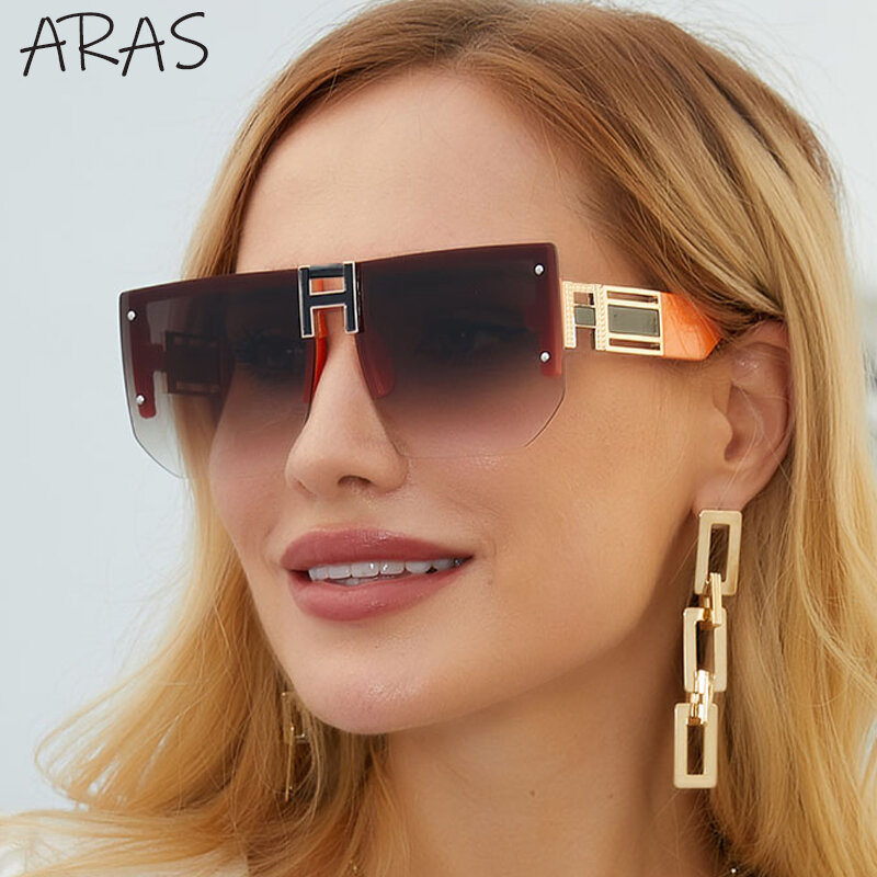 Kacamata Hitam Tanpa Bingkai Besar Kacamata Hitam Persegi Retro Desainer Merek Mewah 2021 untuk Wanita Kacamata Tanpa Bingkai Mode
