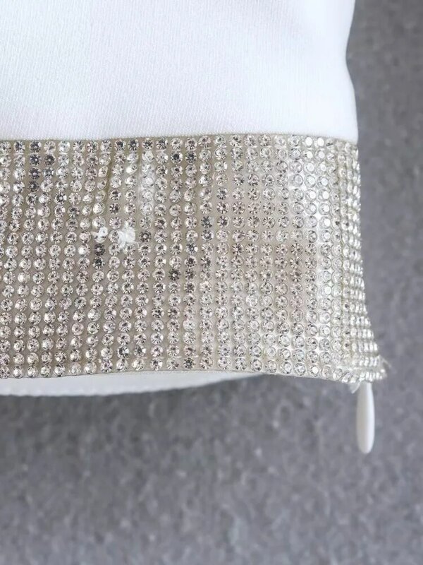 밝은 다이아몬드 짧은 탑 빈티지 긴 소매 v넥 풀오버 세련된 상의 여성용, 2022 가을 신제품 패션
