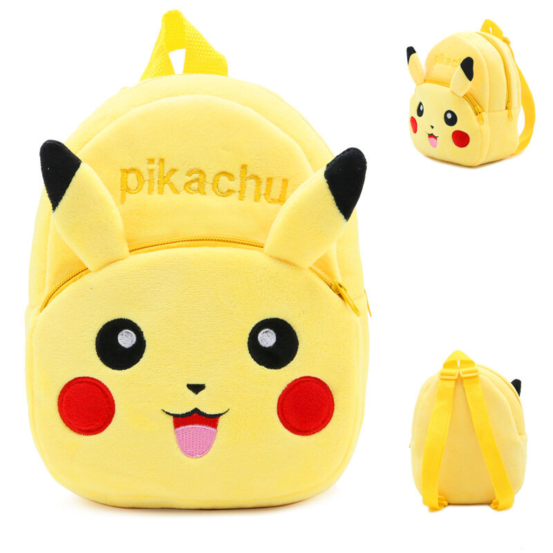 อะนิเมะญี่ปุ่น TAKARA TOMY Pokemon Plush กระเป๋าเป้สะพายหลัง Pikachu การ์ตูนลายรูปภาพเด็กความจุกระเป๋า Tas Ransel Bayi