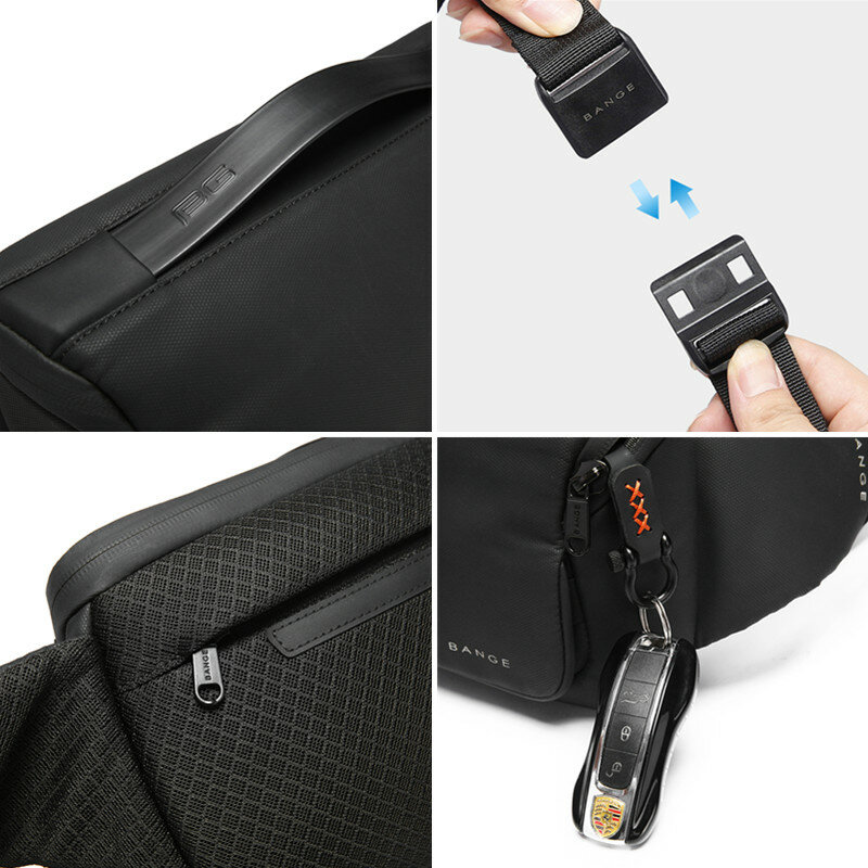 Men Shoulder Sling Bags Multifunctional Anti-theft Crossbody Bag Casual Business Trip Chest Pack for Male USBCharging Shockproof