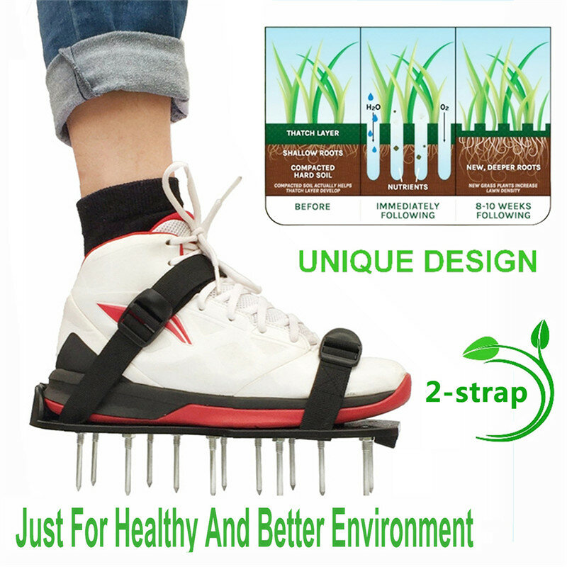 Espiga do gramado sapatos de aerador jardim unhas cultivador ferramentas jardim solto sapatos solo ripper durável conveniente quintal jardim ferramenta
