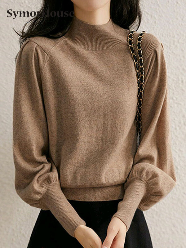 캐시미어 기본 스웨터 풀오버 터틀넥 캐주얼 패션 긴 소매 니트 스웨터 여성용, 2022 겨울
