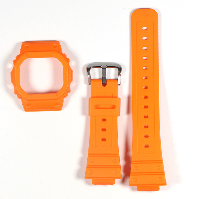 Aksesori jam tangan tali resin 16mm cocok untuk G-SHOCK DW5600 silikon transparan pria dan wanita sabuk olahraga