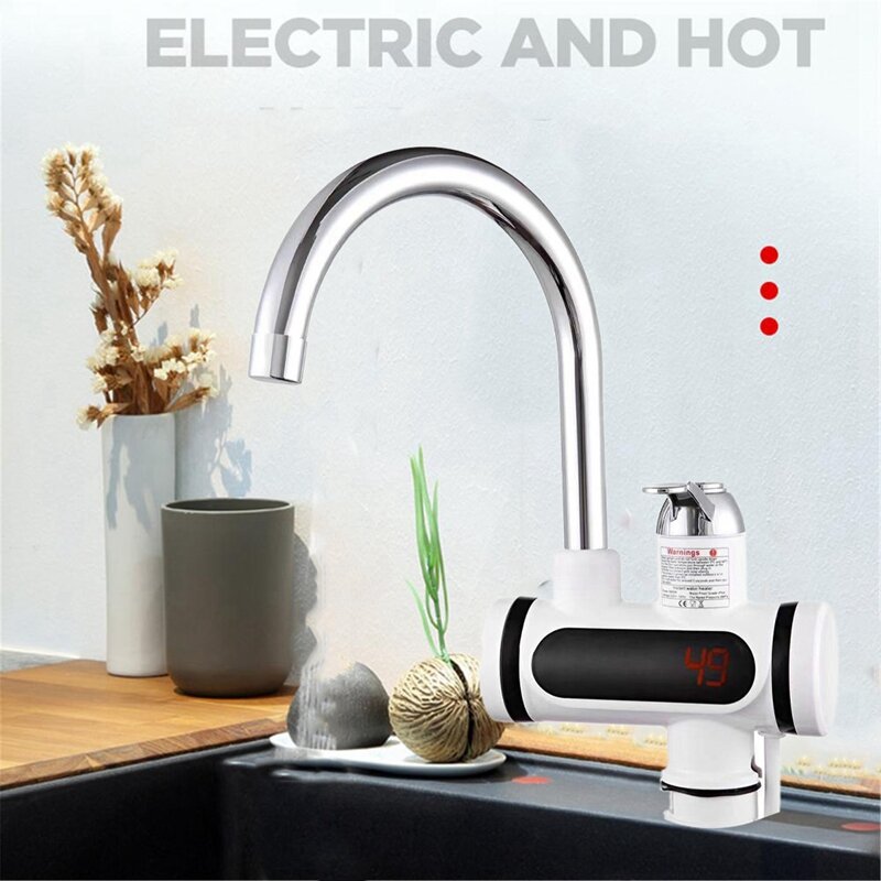 Grifo calentador de agua para cocina y baño, pantalla de temperatura, instantáneo, instantáneo, enchufe de la UE