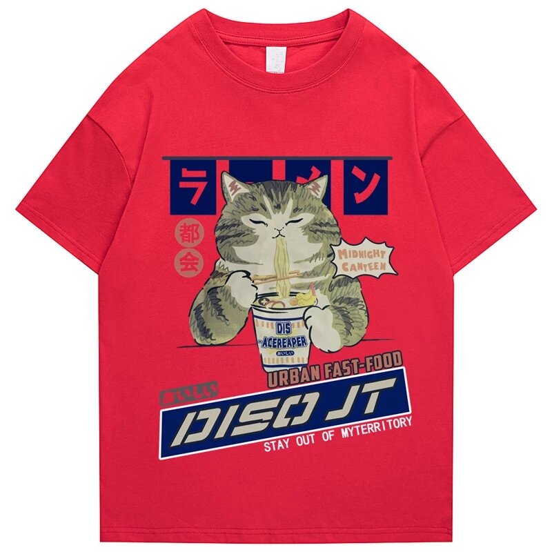 2022 Privatizer Cat Man T เสื้อ Hip Hop Street สไตล์ Harajuku เสื้อ T Plus ขนาด Verão มังงะ Curta T เสื้อ algodão Solto T เสื้อ